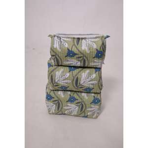 Pochette de maquillage en coton à imprimé floral, trousse de toilette de voyage, trousse de toilette à fermeture éclair, organiseur en coton floral - Product Image 4