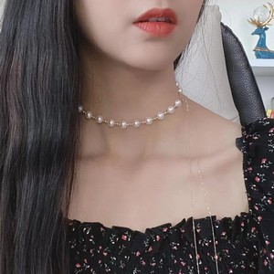 Collier rétro en perles recommandé par Xiaohongshu avec pendentif en turquoise naturelle en forme de cœur, chaîne simple superposée à la clavicule - Product Image 2