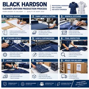 ชุดยูนิฟอร์มทำความสะอาดผ้าโพลีคอตตอนพรีเมียม 180 GSM สีน้ำเงิน เสื้อแขนยาว กางเกงขายาว รับสกรีนโลโก้ ชุดทำงานทรงเข้ารูปสำหรับพนักงานทำความสะอาด  ผู้จำหน่าย - Product Image 4