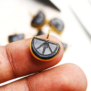 Colgante de Plata de Ley con Baño de Oro Vermeil, con Ónix Negro Natural Tallado en Forma de Fruta Naranja, Amuleto de Joyería con Gema, Colgante de Cristal Curativo, Venta al por Mayor - Product Image 5