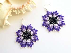 Pendientes de Lavanda con Cuentas, Hechos a Mano, Estilo Bohemio Chic, Elegantes, con Detalles de Perlas, Joyería de Moda de Estilo Clásico - Product Image 2