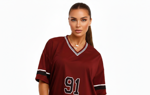 Conjunto de Camiseta y Pantalones Cortos de Fútbol Americano Color Granate para Hombre, Talla Grande |   Número personalizado 91, estampado transpirable de secado rápido - Product Image 3