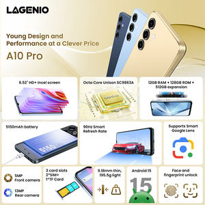 สมาร์ทโฟน LAGENIO A10 Pro 4+128GB แบตเตอรี่ 5150mAh กล้องหลัก 13MP ชิปเซ็ต Unisoc SC9863A1 ระบบปฏิบัติการ Android 15.0 ปลดล็อคด้วยใบหน้าและลายนิ้วมือ - Product Image 4