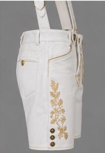 Shorts bavarois pour hommes, taille haute, motif floral brodé, fermeture boutonnée, style vintage, respirant, en cuir, longueur bermuda, style décontracté - Product Image 4