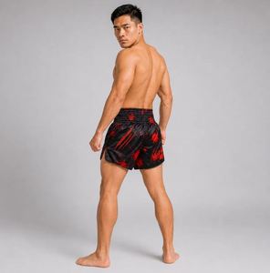 Shorts de Muay Thai Fairtex Noir Rouge Imprimé Éclaboussures Unisexe Vêtements d'Arts Martiaux Mixtes Coupe Classique Respirant Durable Polyester Flamme - Product Image 4