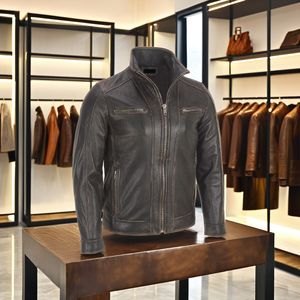 Veste en cuir véritable de concepteur décontracté de haute qualité Style classique Esprit Doublure respirante d'hiver Veste en cuir de motard OEM Pak - Product Image 1
