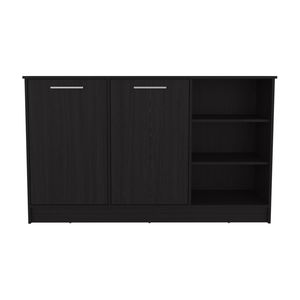 Isla de Cocina Negra con Tres Estantes Abiertos y Dos Gabinetes - Product Image 6