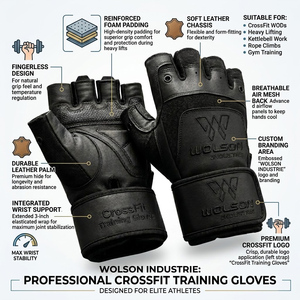 Guantes de Gimnasio Transpirables de Neopreno con Cierre de Cordones y Medio Dedo para CrossFit, Levantamiento de Pesas y Entrenamiento de Fuerza - Product Image 4