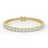 Pulsera de tenis unisex de lujo con zafiro azul y diamantes de talla brillante, oro de 14K y 18K, cierre plegable, engaste de canal y eslabones finos