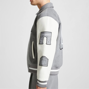 Chaquetas de Béisbol Bordadas con Letras y Logotipo Personalizado en Lana Chenille, Chaqueta Varsity Vintage para Hombre con Mangas de Cuero - Product Image 5