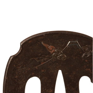 ซูบาญี่ปุ่นยุคเอโดะ ทำจากเหล็ก ประดับทองและเงิน ลายภูเขาไฟฟูจิและรูปคน ไม่มีตราประทับ - Product Image 5