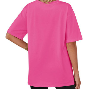 T-shirt décontracté personnalisé OEM pour femme, écologique, imprimé, 100 % coton, coupe ajustée, épaules tombantes, col rond confortable, mode estivale - Product Image 5
