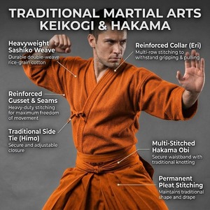 Conjunto de Keikogi y Hakama de Artes Marciales Personalizado para Hombre, Tejido Sashiko de Alta Resistencia, Uniforme de Entrenamiento Tradicional Plegado - Product Image 5