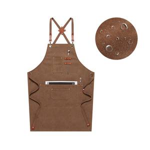 Tablier de styliste en toile personnalisé avec sangle en cuir réglable à dos croisé, gilet professionnel avec poches pour équipement de barbier et de toilettage - Product Image 5
