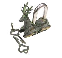 Cadenas vintage en métal en forme de cerf, serrure décorative antique, quincaillerie ornementale pour porte, portail, armoire avec clés décoratives