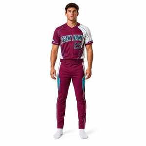 Custom Baseball Uniform Men Full Button Jersey Pants Set Sublimated Moisture Wicking <b>Athletic</b> Wear Team Name 23 - Product Image 1
