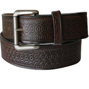 Correa de cuero para herramientas, círculos concéntricos grabados en tres variados de colores, una pieza premium, hecha a mano - Product Image 3