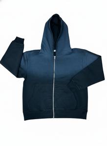 Blue Sunfaded French Terry Graphic Vintage Acid Washed <b>Sun</b> Faded Zip up Hoodie Casual Fashion 100% Cotton Streetwear Hoodie - Product Image 2