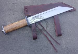 Couteau Viking Seax en acier carbone forgé à la main, 10 pouces, manche en bois d'olivier, ambidextre, finition haute brillance, couteau de chasse multi-usage - Product Image 5