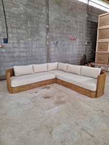 Solid Teak L Shaped Outdoor Sectional <b>Sofa</b> <b>Set</b> with Coffee Table Manufacturer Supplier Exporter Indonesia - Product Image 3