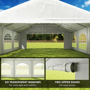 Gazebo da Giardino Bianco Resistente 6x6 Metri con Pareti Laterali, Grande Tenda per Matrimoni ed Eventi all'Aperto, Ideale per Garage e Grandi Manifestazioni - Product Image 6