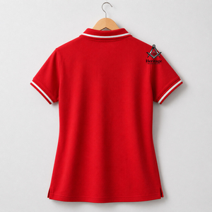 เสื้อโปโลปักลาย Delta Sigma Sorors สำหรับผู้หญิง สีแดงขาว ผสมผสานกับโลโก้แบบกำหนดเอง ของสมาคมเมสันเฮอริเทจ - Product Image 3