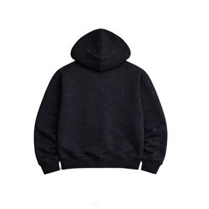 Sudadera con capucha pesada para hombre con pedrería, con cremallera, oversize, de algodón polar, estilo urbano, marca privada OEM - Product Image 4