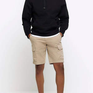 Pantalones Cortos Cargo Casuales de Lona 100% Algodón Ecológicos para Hombre con Cierre de Cordón, Bolsillos Cargo y Logotipo Personalizado - Product Image 3