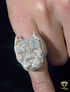 Luxury Panther Face Ring With Moissanite Diamond Iced Out Fashion Jewelry Gift Collection - Product Image 1