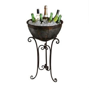 Moderna Enfriadora de Bebidas de Metal Galvanizado Negro con Soporte de Alambre, Elegante Cubeta Enfriadora de Vino, Dispensador de Bebidas, Cubeta para Hielo - Product Image 3