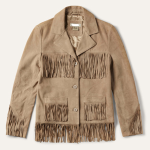 <b>Men</b> Genuine <b>Suede</b> Leather Fringe <b>Jacket</b> Tan Western Cowboy Biker Vintage Custom <b>Jacket</b> - Product Image 1