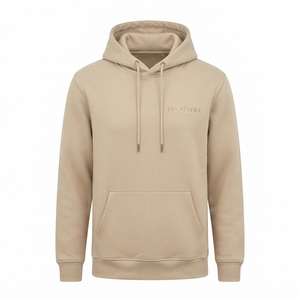 Sudadera con Capucha Beige para Mujer, de Felpa, con Bolsillo Canguro, Estilo Casual, Urbano, con Logotipo Personalizado - Product Image 4
