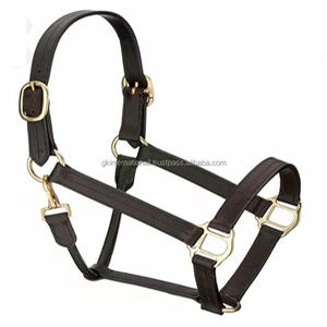 Licou cheval en cuir ordinaire marron personnalisé avec double couture et rembourrage en cuir durable matériel en laiton cheval licou en cuir - Product Image 6