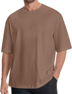 Camiseta de Punto Larga y Holgada para Hombre, 100% Algodón Ecológico, Transpirable, de Secado Rápido, Color Sólido, Manga Corta, Cuello Redondo - Product Image 6