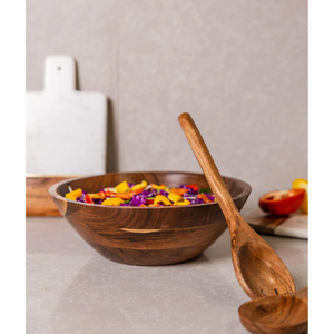 Handmade Wooden Salad Bowl With Serving Spoon Natural Wood Minimalist Design For <b>Kitchen</b> Use Eco Friendly Tableware - Product Image 2