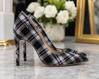 Escarpins à talons aiguilles en tartan pour femmes, design et logo personnalisés, qualité supérieure