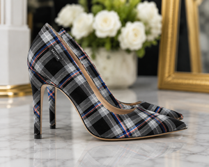 Escarpins à talons aiguilles en tartan pour femmes, design et logo personnalisés, qualité supérieure - Product Image 1