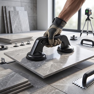 88mm Dual <b>Suction</b> <b>Cup</b> <b>Tile</b> Lifter One Hand Ceramic <b>Tile</b> Handle for Construction - Product Image 4