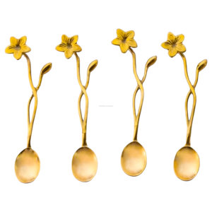 Elegant Decorative Brass Gold Flower Design Tea <b>Coffee</b> <b>Spoon</b> Set in Bulk Price - Product Image 1