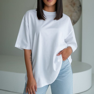 T-shirts modernes anti-rides en coton pour femmes à manches courtes avec broderie et logo, service OEM personnalisé, col rond décontracté - Product Image 4