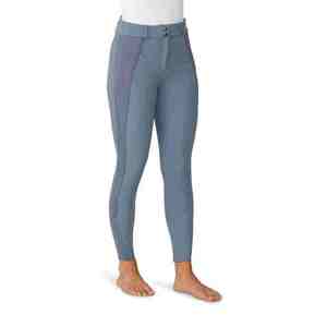 Pantalones de equitación de cintura alta para mujer, de punto, con elastano y nailon, largos, con cierre de botón, color sólido, con franja lateral, elásticos en cuatro direcciones - Product Image 5