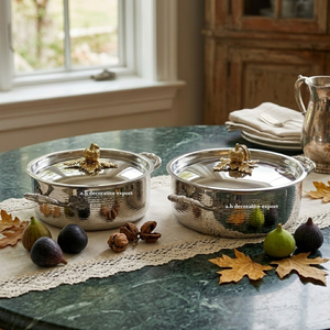 Olla de Servir de Acero Inoxidable Martillado de Lujo con Tapa Dorada en Forma de Calabaza, Cazuela Real Hecha a Mano para Bodas y Decoración del Hogar - Product Image 2