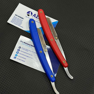 Navaja de Afeitar Plegable Premium con Mango Rojo y Azul para un Afeitado Suave y Preciso - Product Image 5