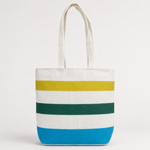 Wholesale Multicolor Striped Laminated Jute Beach <b>Tote</b> Bag Eco Friendly Reusable Large Shopping Bag Custom Logo Manufacturer OEM - Product Image 1