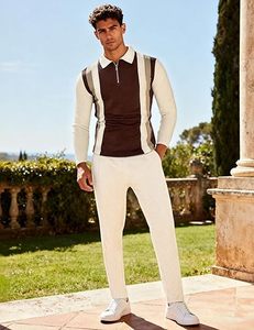 Conjunto de chándal de 2 piezas para hombre, con sudadera con cremallera y pantalones a juego, estilo griego dorado, para jogging y entrenamiento - Product Image 4