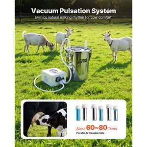 Macchina per Mungitura Capre Ricaricabile da 8000mAh con Secchio in Acciaio Inox di Grado Alimentare da 1,8 Galloni/7L e 4 Tettarelle per Mucche e Capre - Product Image 5