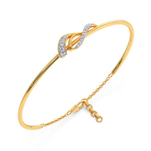 Twisted <b>Infinity</b> Diamond <b>Bracelet</b> with Yellow Gold Slim Frame and Elegant Interwoven Center Design - Product Image 1