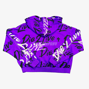 Ensemble de survêtement 2 pièces pour homme avec imprimé graffiti violet – Sweat à capuche zippé et pantalon de jogging – Tenue streetwear - Product Image 2