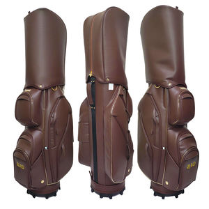 Sac de golf imperméable haut de gamme avec 14 séparateurs pleine longueur et cuir synthétique marron de luxe pour la protection des clubs - Product Image 1