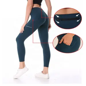 Pantalon de yoga d'entraînement sportif taille haute personnalisé leggings pour femmes leggings de fitness en polyester souple avec poche vente en gros